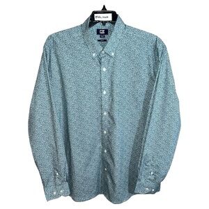 Cutter & Buck Shirt Men’s Size XXL Green Light Blue Floral Button Front